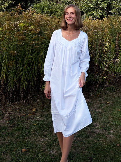 Adelaide White Cotton Nightgown