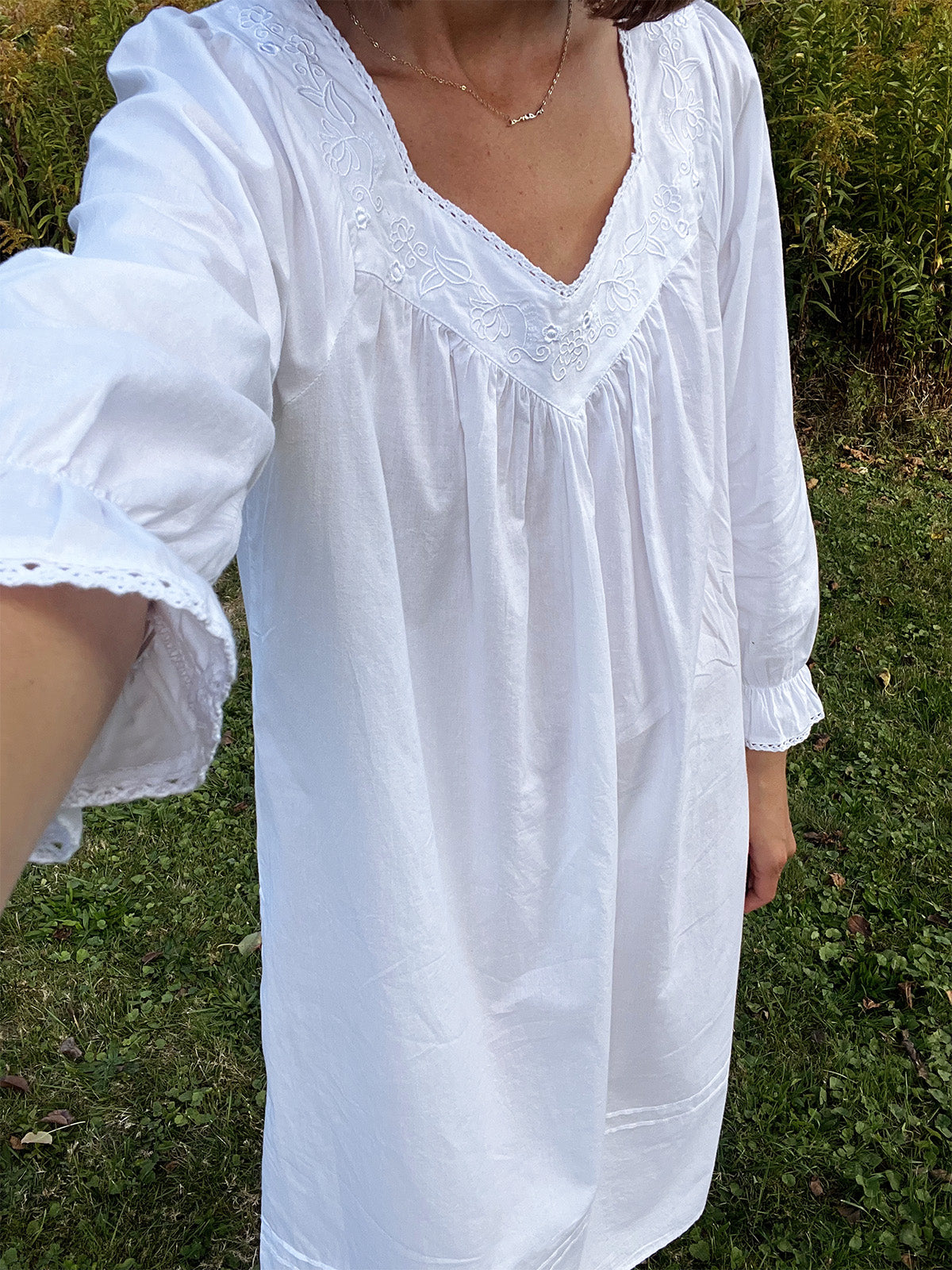 Adelaide White Cotton Nightgown