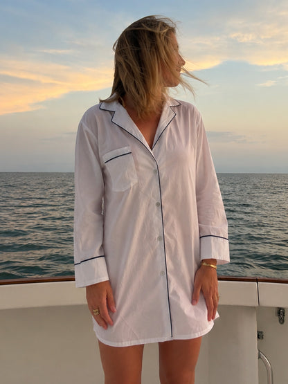 Ally White Cotton Nightshirt