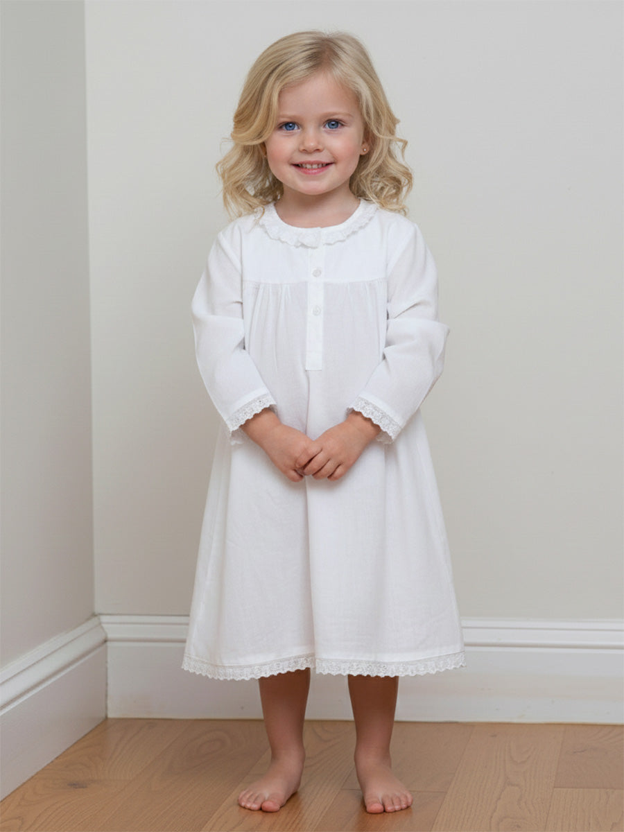 Annie White Cotton Dress, Lace