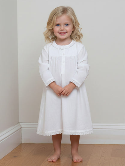 Annie White Cotton Dress, Lace