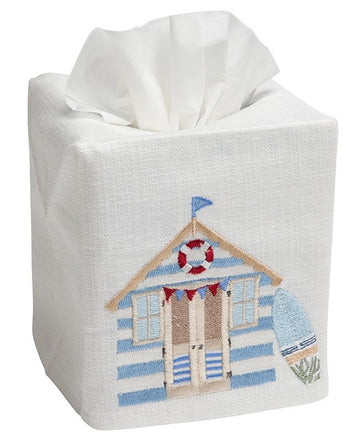 Tissue Box Cover, Embroidered Nautical