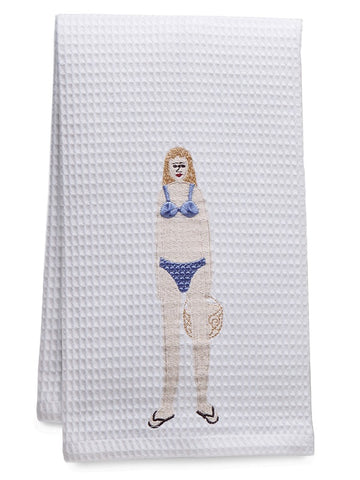 Guest Towel, Waffle Weave, Embroidered People