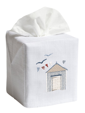 Tissue Box Cover, Embroidered Nautical