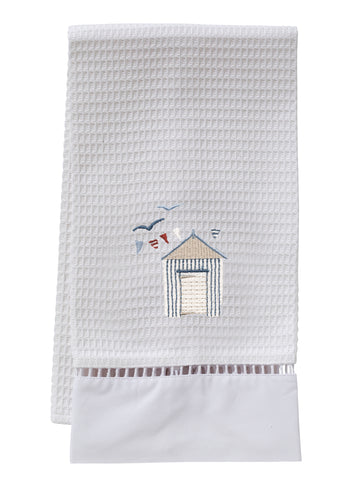 Guest Towel, Ladder Lace, Embroidered Nautical