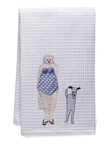 Guest Towel, Waffle Weave, Embroidered People