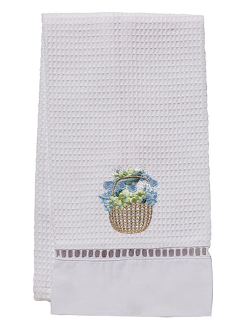 Guest Towel, Ladder Lace, Embroidered Botanical