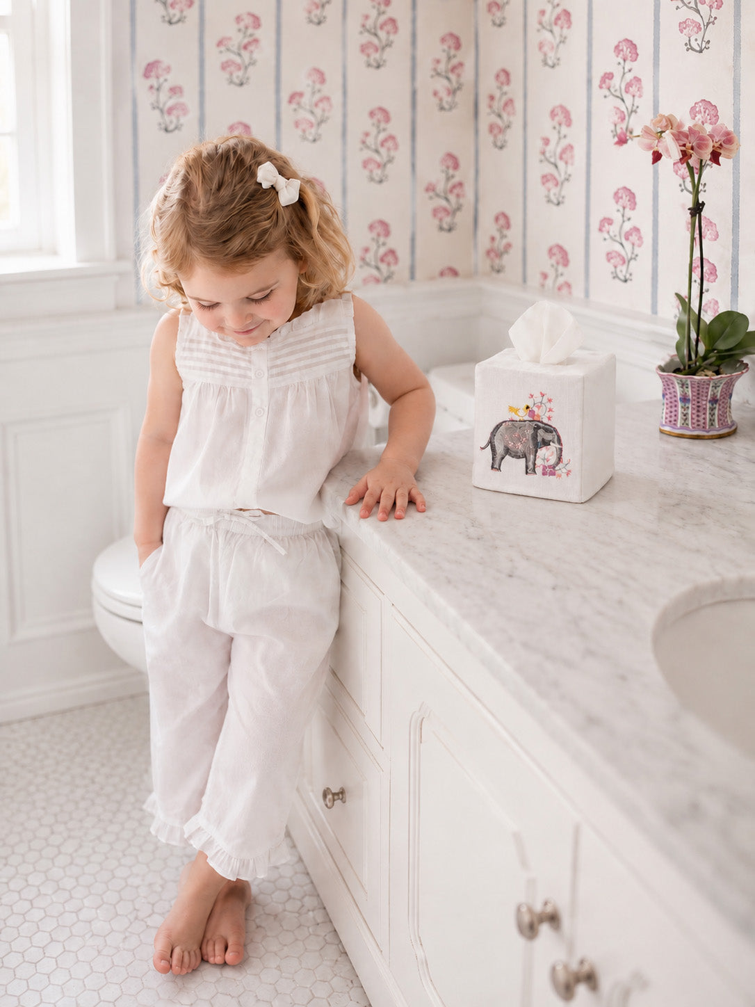 Tissue Box Cover, Embroidered Animals