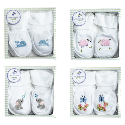 Baby Booties, Combed Cotton, Embroidered