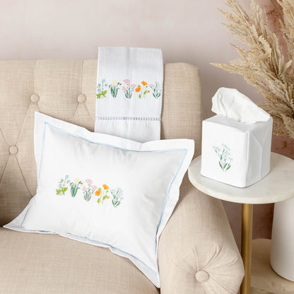 Boudoir Pillow Cover, Embroidered Botanical