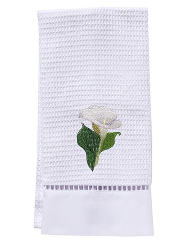 Guest Towel, Ladder Lace, Embroidered Botanical