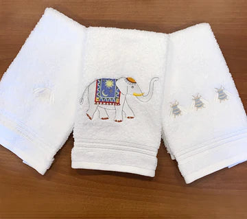 Guest Towel, Terry, Embroidered Chinoiserie