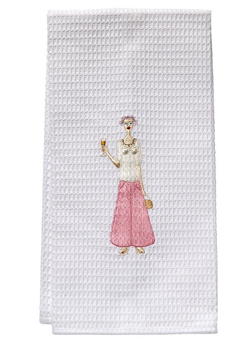 Guest Towel, Waffle Weave, Embroidered People