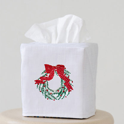Christmas Wreath Bundle – 2 Towels and 1 Tissue Box Cover