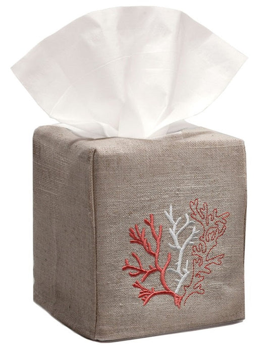 Tissue Box Cover, Natural Linen, Sea life