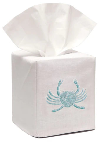 Tissue Box Cover, Embroidered Sea Life