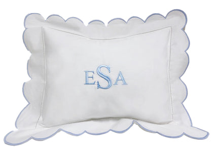 Boudoir Pillow Cover with Scalloped Flange - Duck Egg Blue