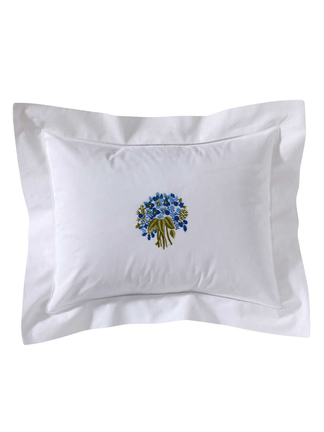 Boudoir Pillow Cover, Embroidered with Hem Stitch