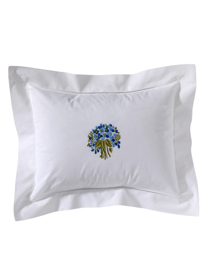 Boudoir Pillow Cover, Embroidered with Hem Stitch