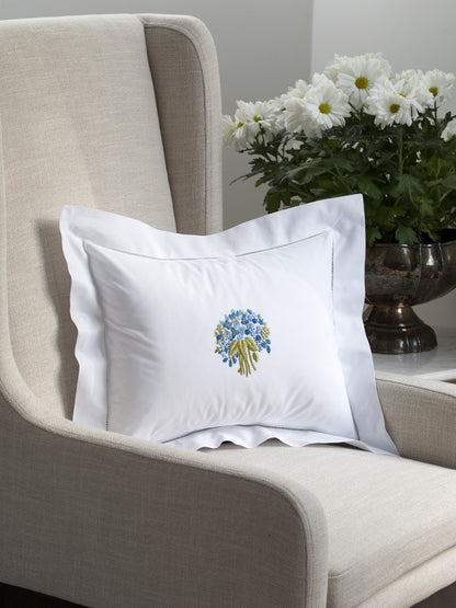 Boudoir Pillow Cover, Embroidered with Hem Stitch