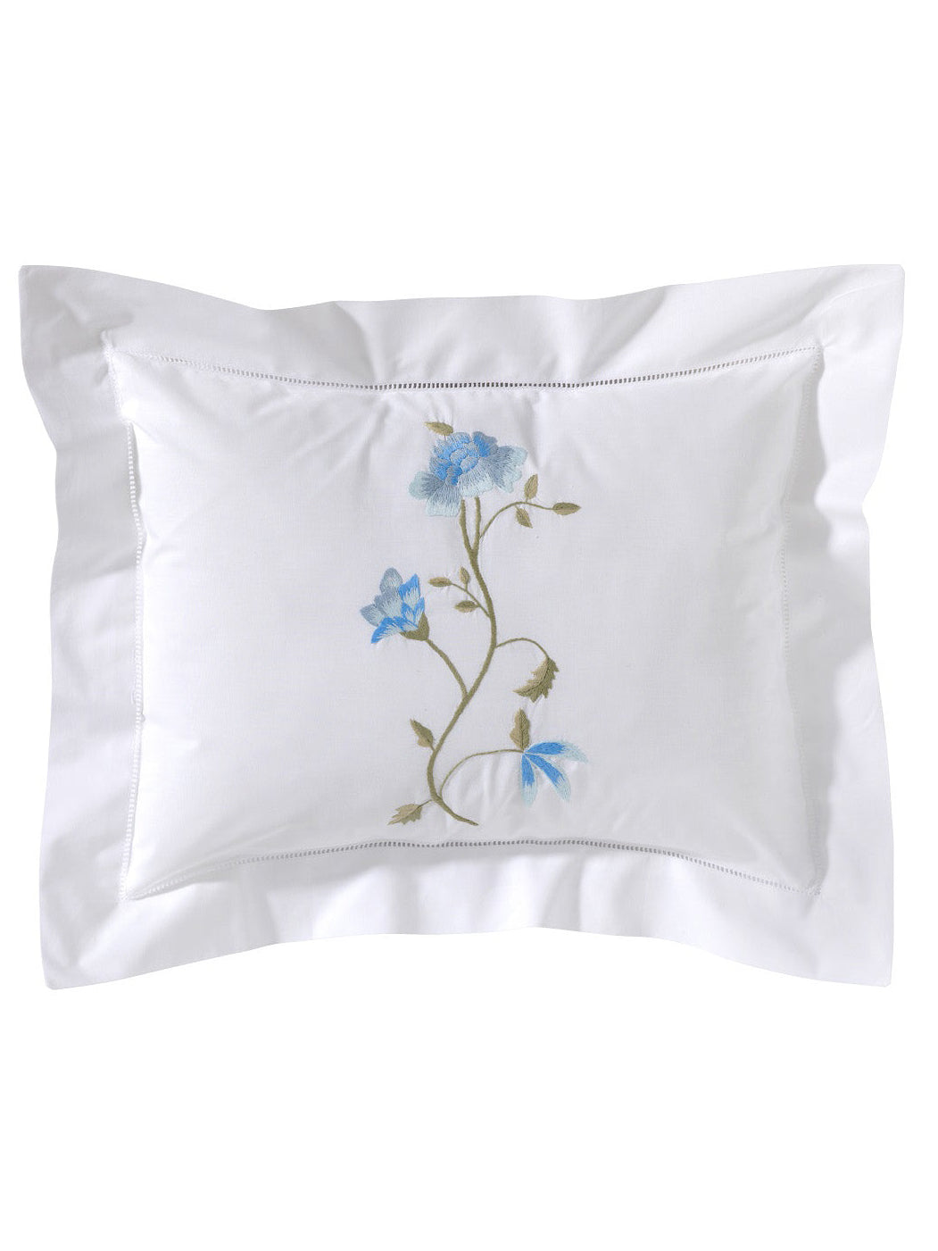 Boudoir Pillow Cover, Embroidered with Hem Stitch