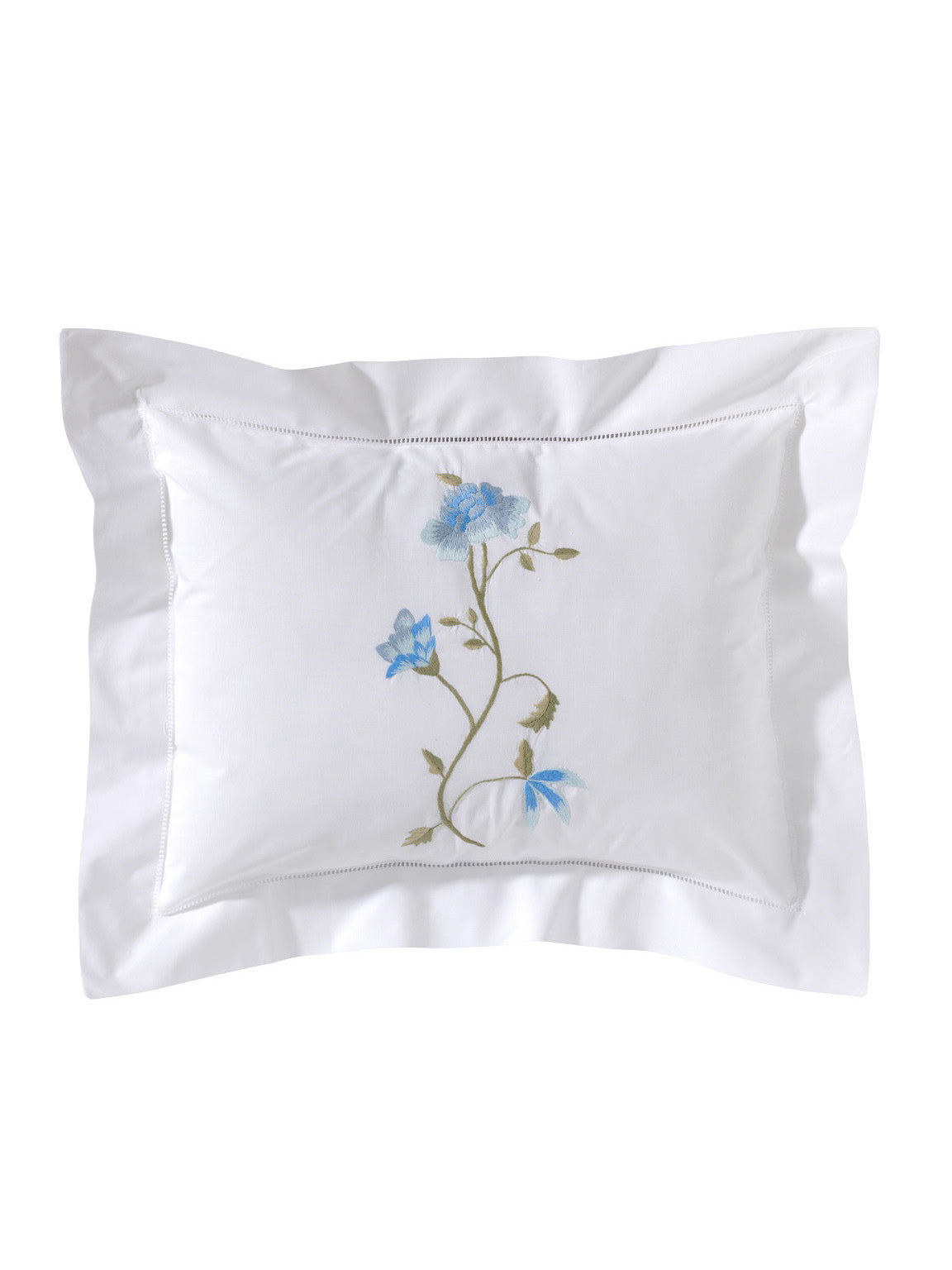 Boudoir Pillow Cover, Embroidered with Hem Stitch