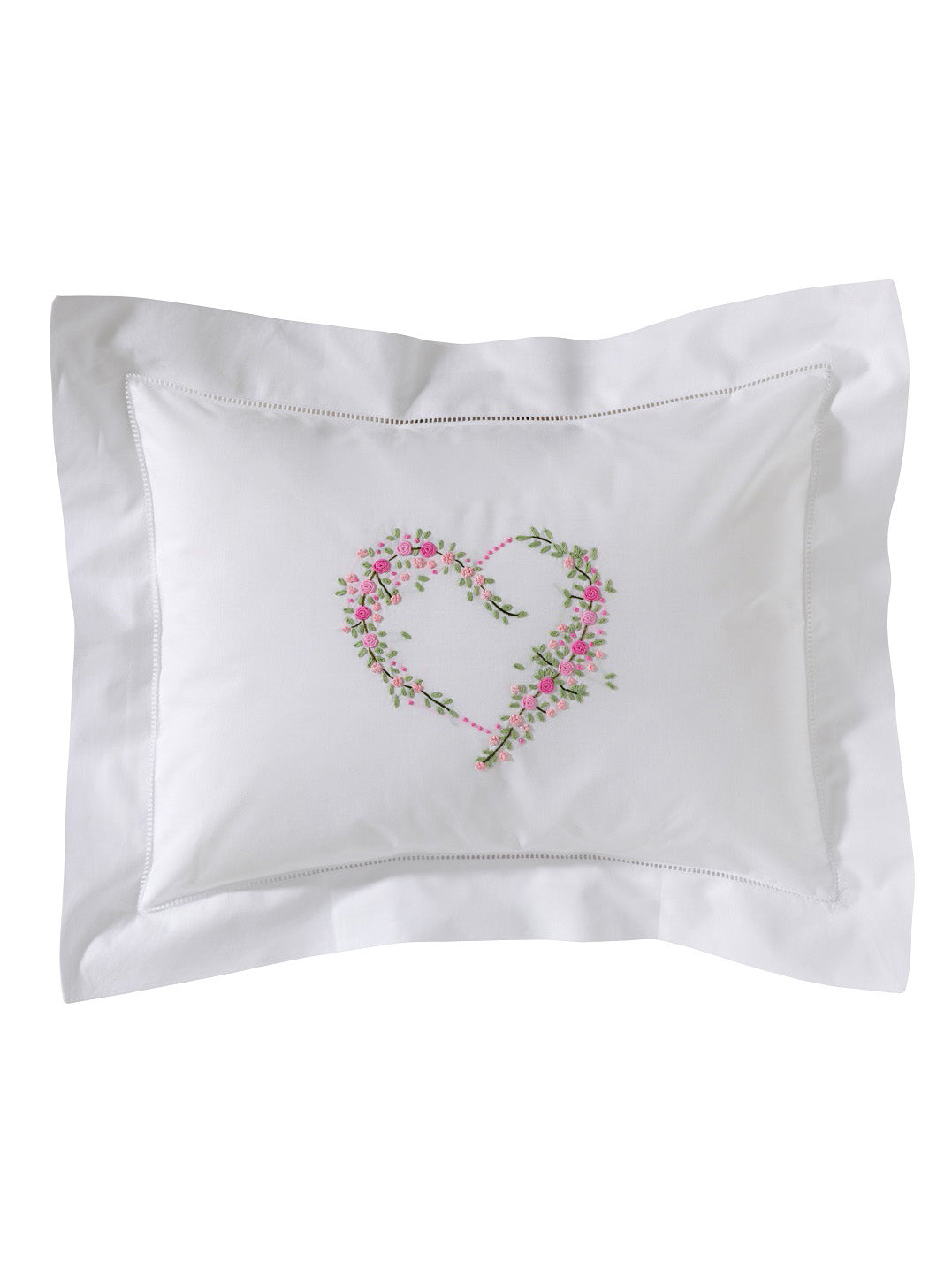 Boudoir Pillow Cover, Embroidered with Hem Stitch