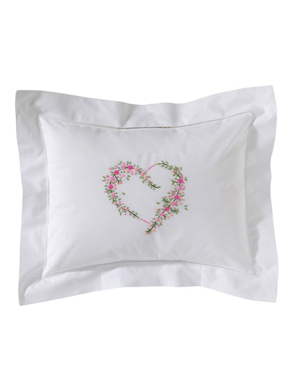 Boudoir Pillow Cover, Embroidered with Hem Stitch