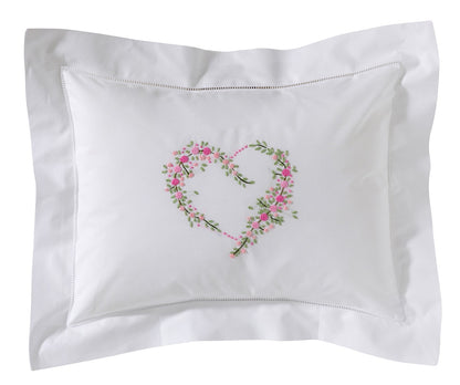 Boudoir Pillow Cover, Embroidered with Hem Stitch