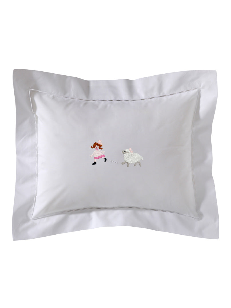 Boudoir Pillow Cover, Embroidered with Hem Stitch