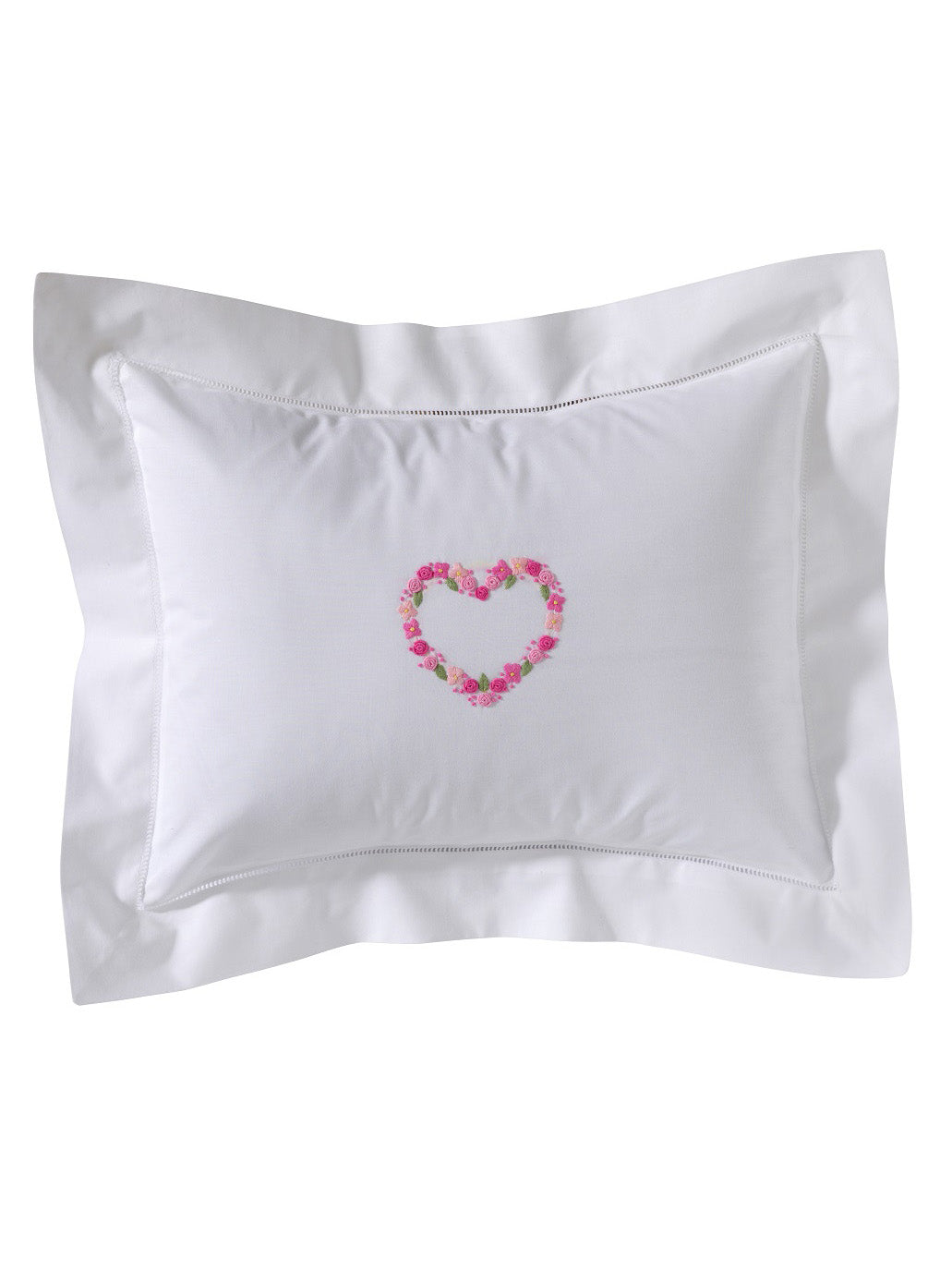 Boudoir Pillow Cover, Embroidered with Hem Stitch