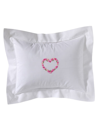 Boudoir Pillow Cover, Embroidered with Hem Stitch