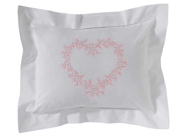 Boudoir Pillow Cover, Embroidered with Hem Stitch