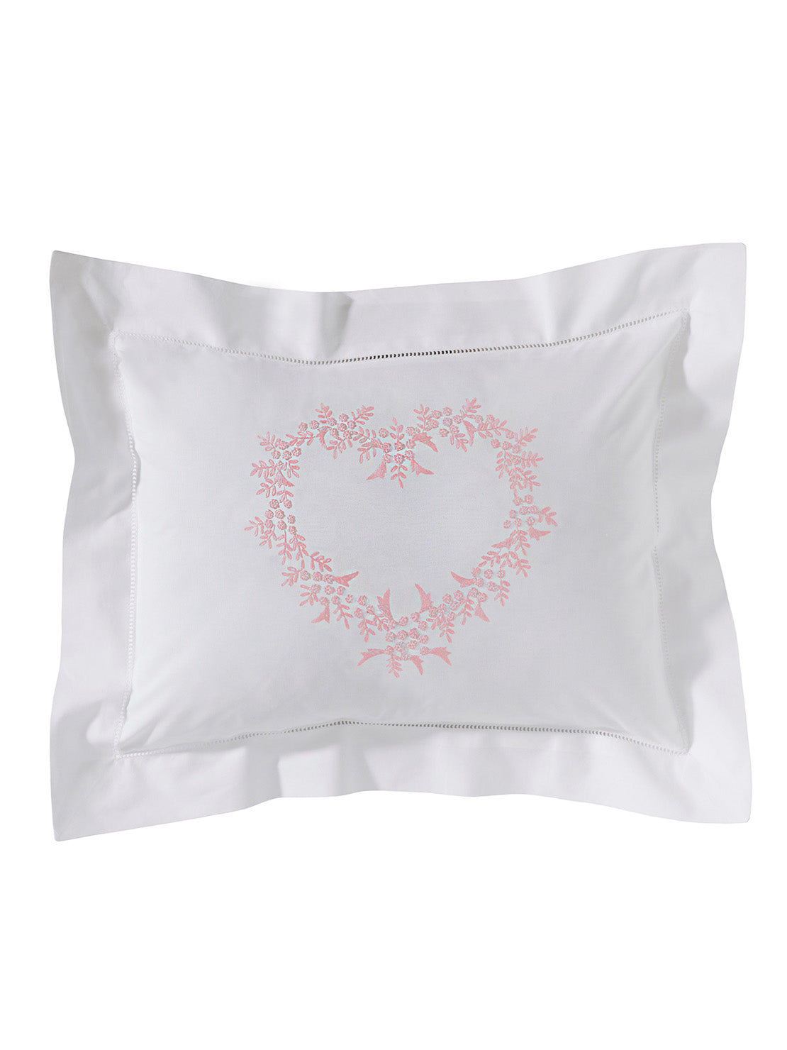 Boudoir Pillow Cover, Embroidered with Hem Stitch