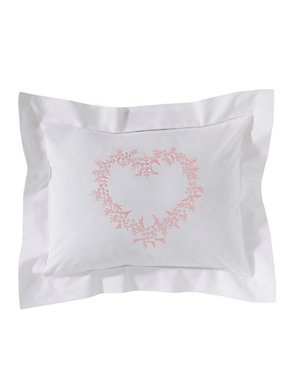 Boudoir Pillow Cover, Embroidered with Hem Stitch