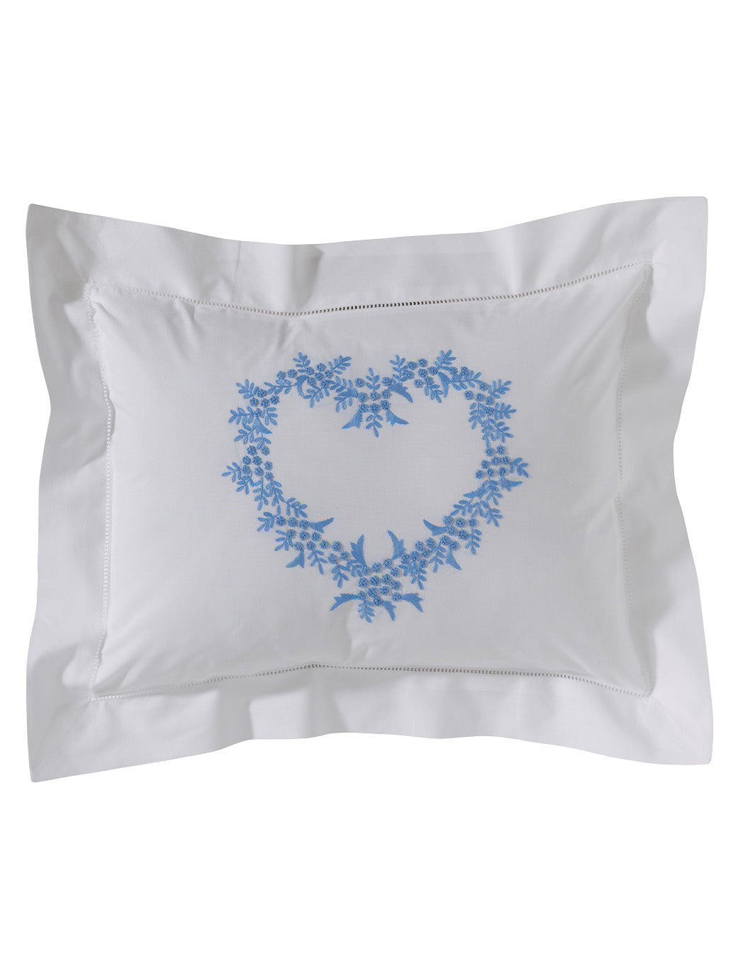 Boudoir Pillow Cover, Embroidered with Hem Stitch