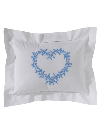 Boudoir Pillow Cover, Embroidered with Hem Stitch