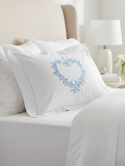 Boudoir Pillow Cover, Embroidered with Hem Stitch