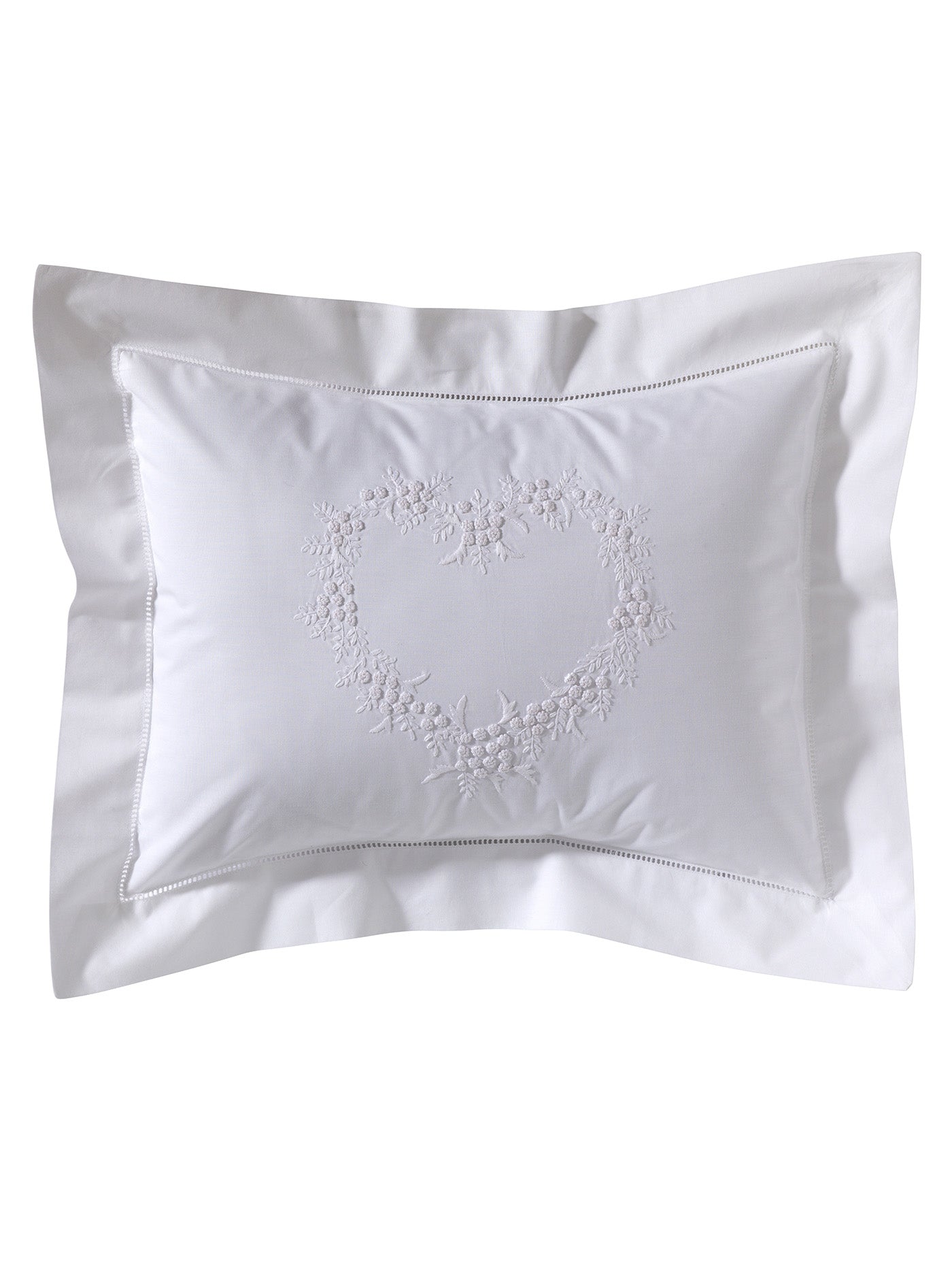 Boudoir Pillow Cover, Embroidered with Hem Stitch
