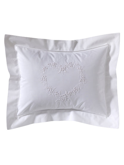 Boudoir Pillow Cover, Embroidered with Hem Stitch