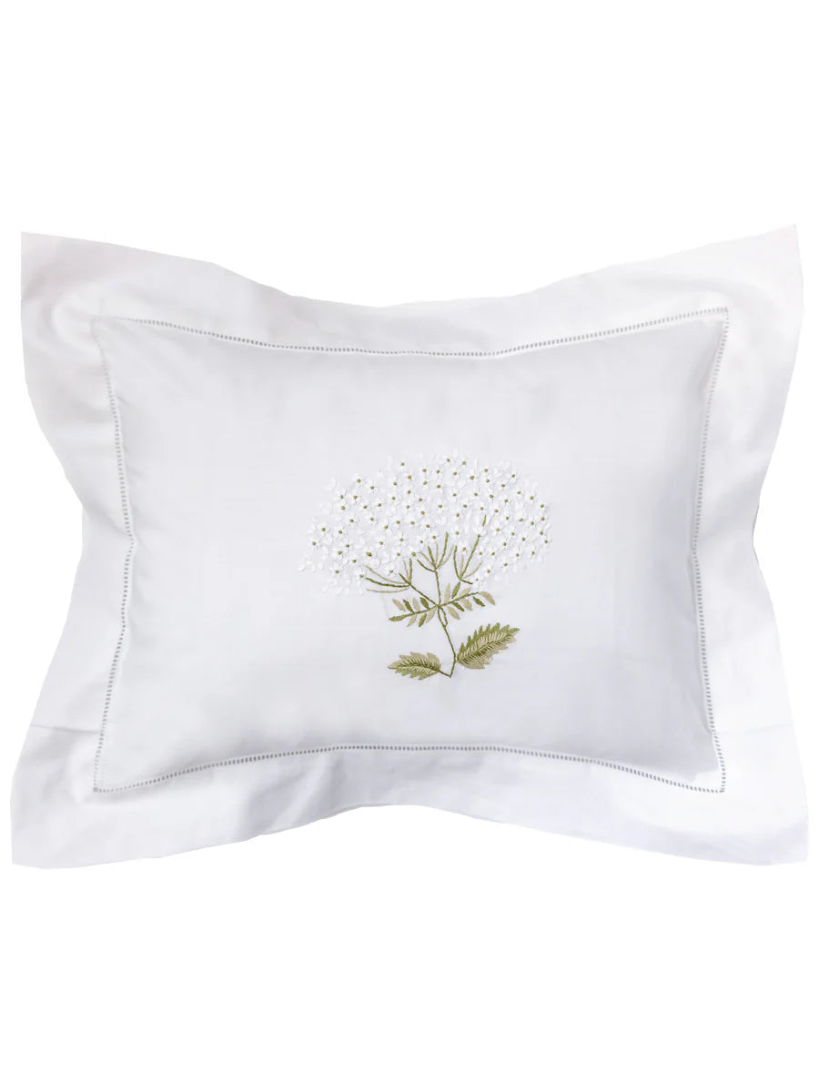 Boudoir Pillow Cover, Embroidered with Hem Stitch