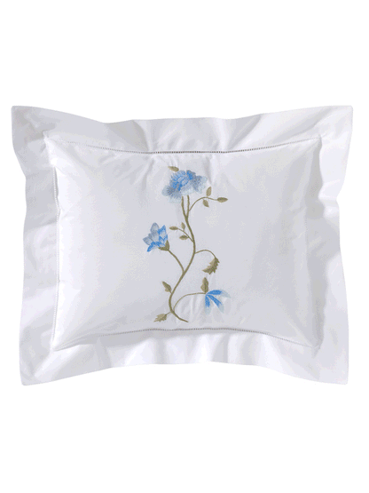 Boudoir Pillow Cover, Embroidered with Hem Stitch