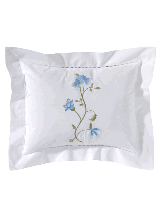 Boudoir Pillow Cover, Embroidered with Hem Stitch