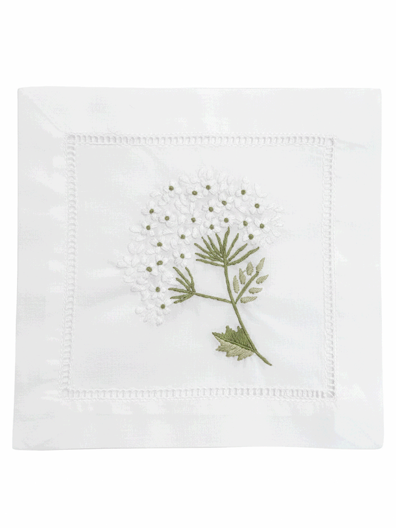 Cocktail Napkins, Hydrangea (White), Set of 4