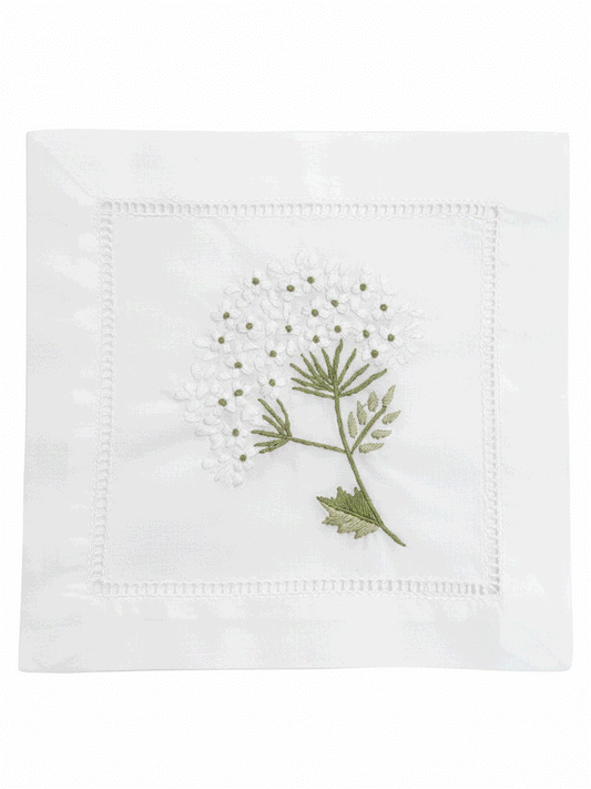 Cocktail Napkins, Hydrangea (White), Set of 4