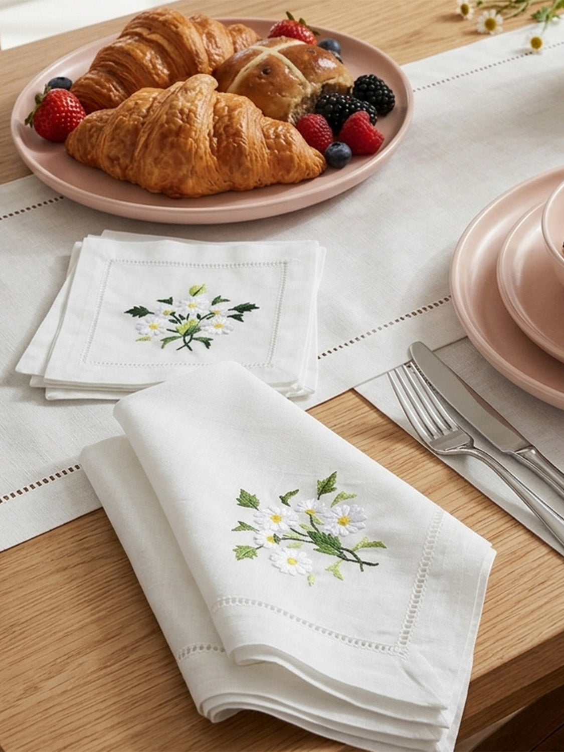 Hand Embroidered Cocktail Napkins – Set of 4