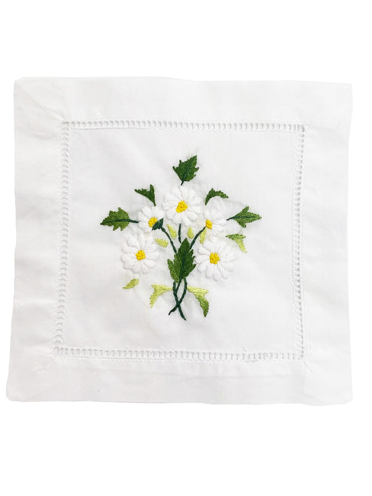 Hand Embroidered Cocktail Napkins – Set of 4