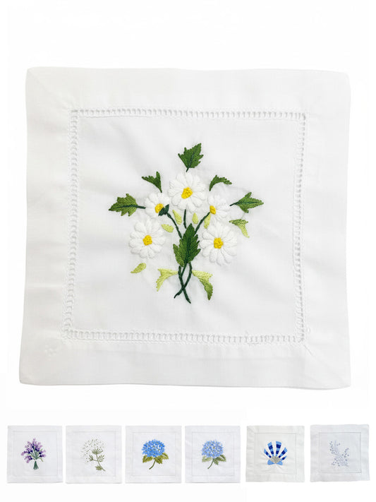 Hand Embroidered Cocktail Napkins – Set of 4