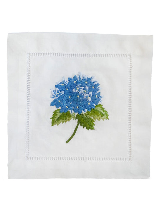 Cocktail Napkins, French Hydrangea (Capri Blue), Set of 4