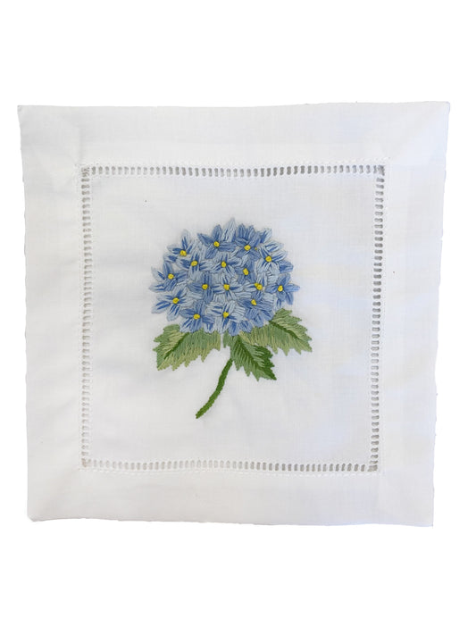 Cocktail Napkins, French Hydrangea (Light Blue), Set of 4